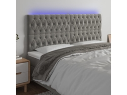 Cabecero Con Luces Led Terciopelo Gris Claro 200x7x118/128 Cm