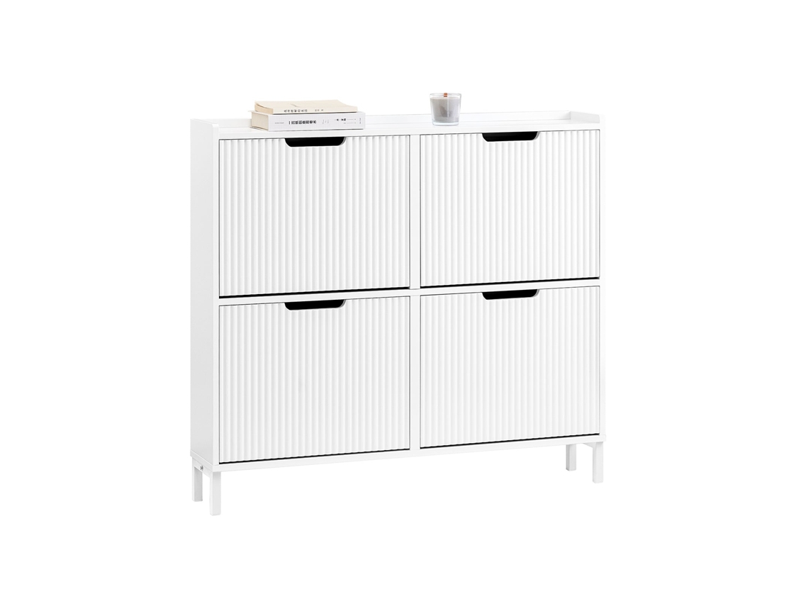 Zapatero Estrecho Con Organizador De Zapatos De Entrada Con 4 Solapas 100 X 19 X 91 Cm Blanco Fsr177 L W Sobuy