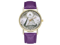 Reloj De Pulsera De Moda Para Mujer Con Movimiento De Cuarzo Y Correa De Cuero Morado.