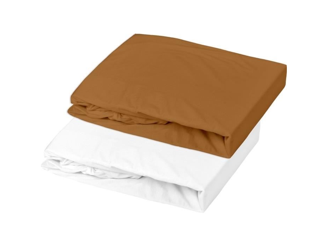 Lote 1 Sábana bajera ajustable Alèse 1 Ptit Dodo 70 x 140 cm color caramelo blanco