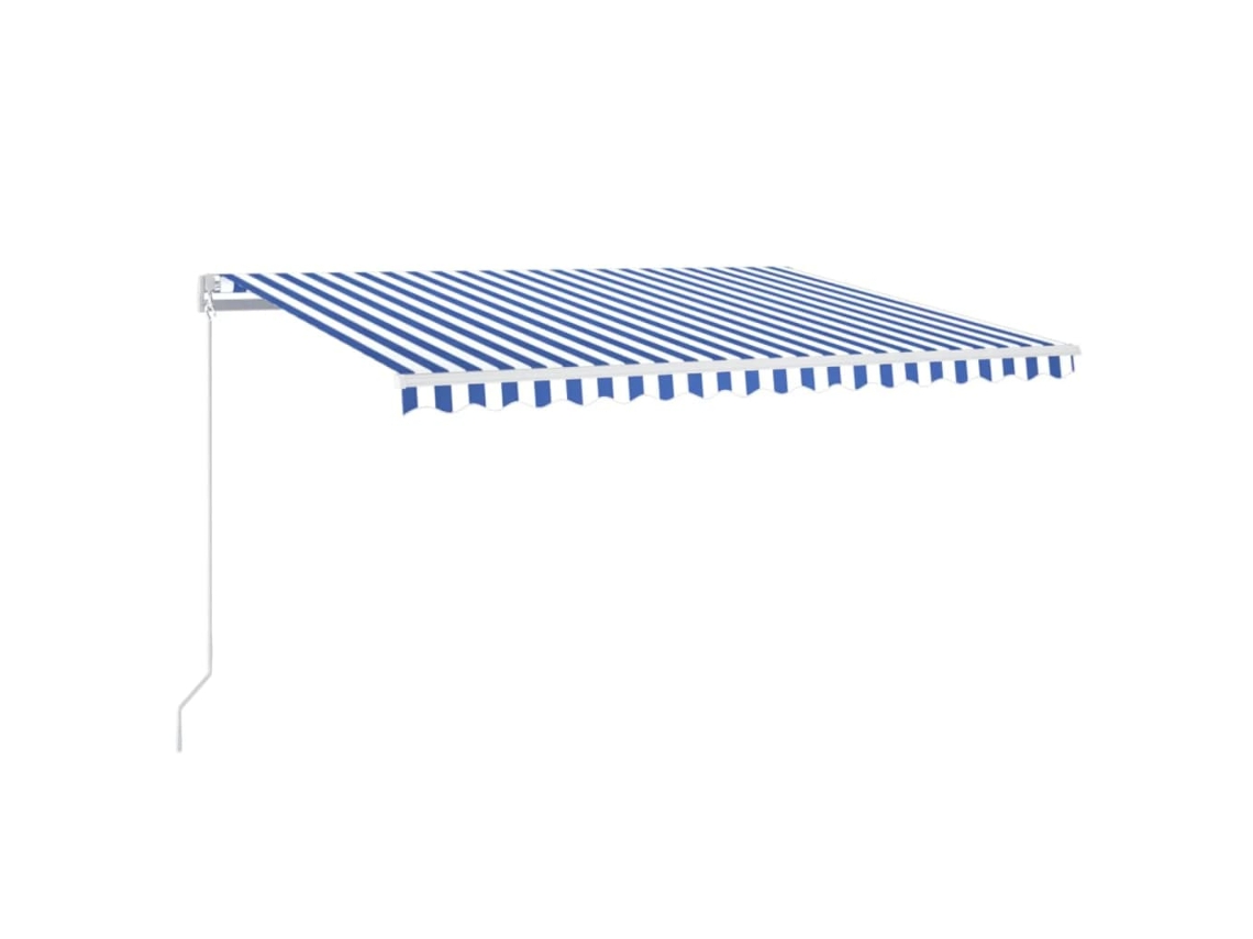 Maison Exclusive - Toldo Retráctil Manual Con Led Azul Y Blanco 450x350 Cm