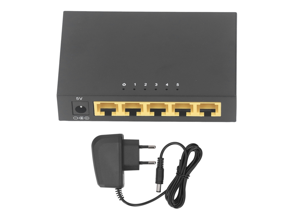 Conmutador De Red Fast Ethernet De 5 Puertos 10/100 Mbps Rj45 Vlan Plug And Play Enchufe Europeo