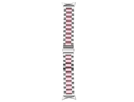 Correa para Google Pixel Watch Correa de reloj de metal de acero inoxidable rosa de tres cepas VENISYMLIS