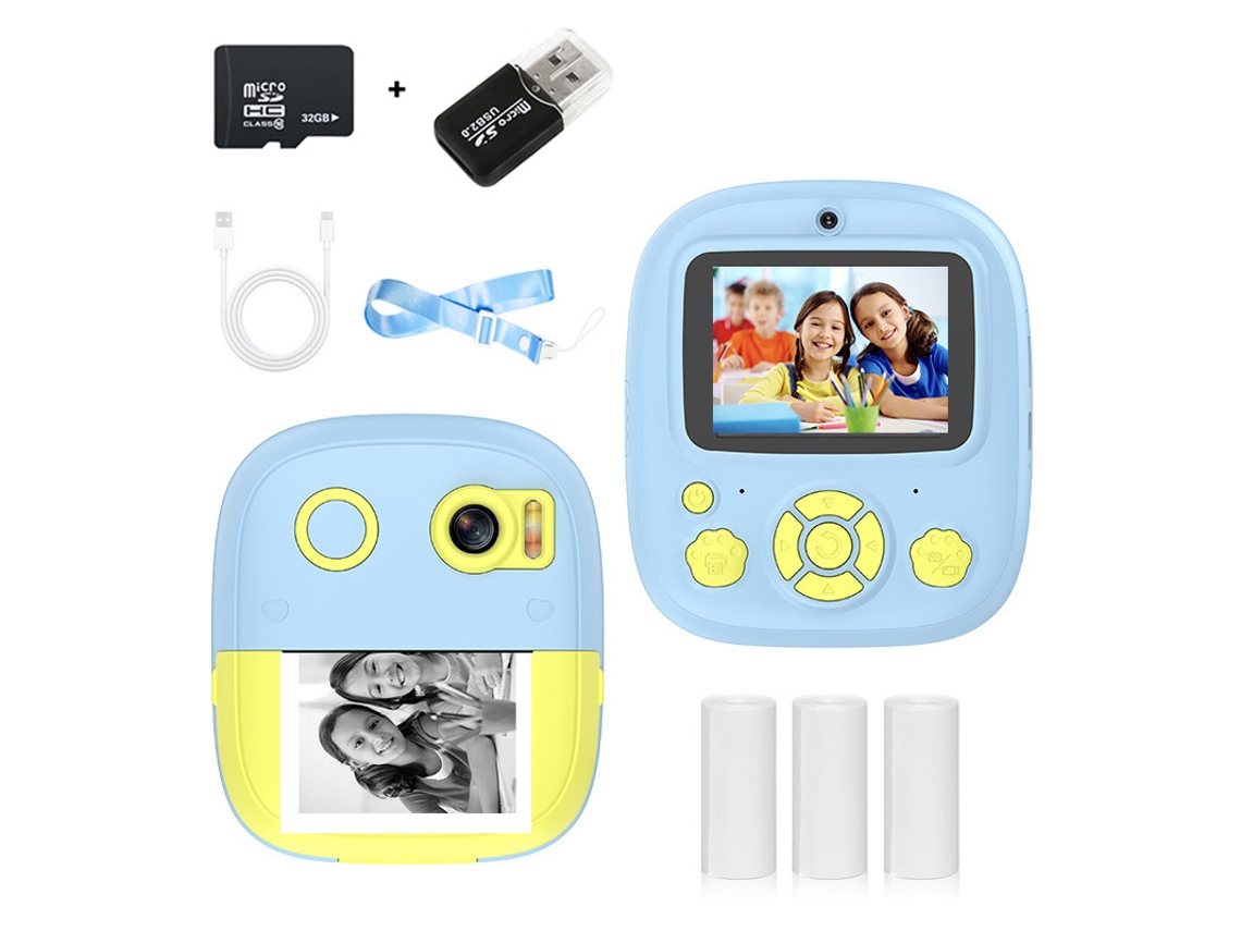 Cámara instantánea Chrui de doble lente 1080p, pantalla IPS de 2,4 pulgadas, zoom 8x y tarjeta de 32 GB (azul)