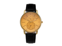 Reloj De Cuarzo Casual Unisex Con Correa Ajustable, Elegante Y Sencillo (base Dorada, Correa Negra)