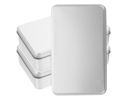 Cajas de hojalata vacías rectangulares para piezas pequeñas, contenedor de hojalata, caja de hojalata con tapa