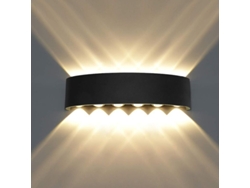 Aplique De Pared Led Moderno De 12 W Resistente Al Agua, Luz Blanca Cálida, Para Uso En Interiores Y Exteriores En Baños, Aluminio.