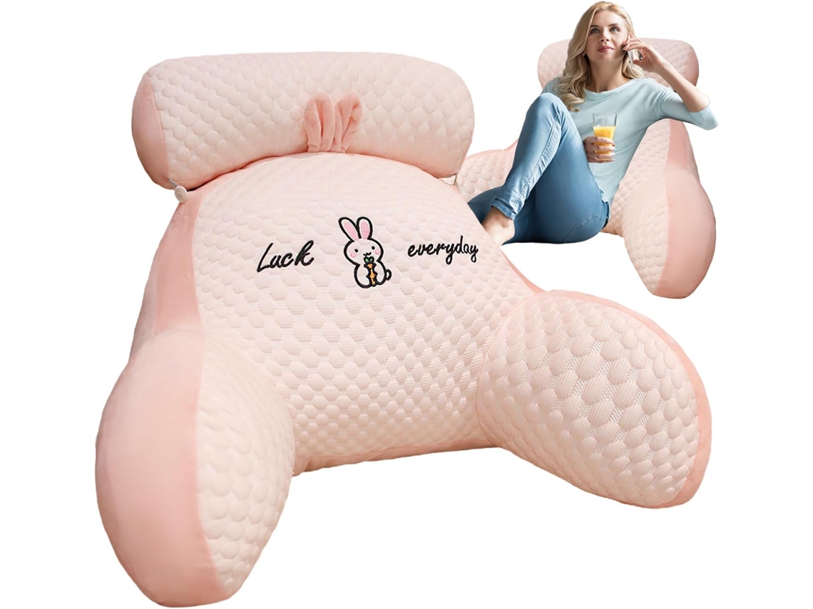 Almohada De Lectura Grande Con Cabecero Desmontable Para Trabajar O Leer En La Cama O En El Suelo,rosa Gertiz