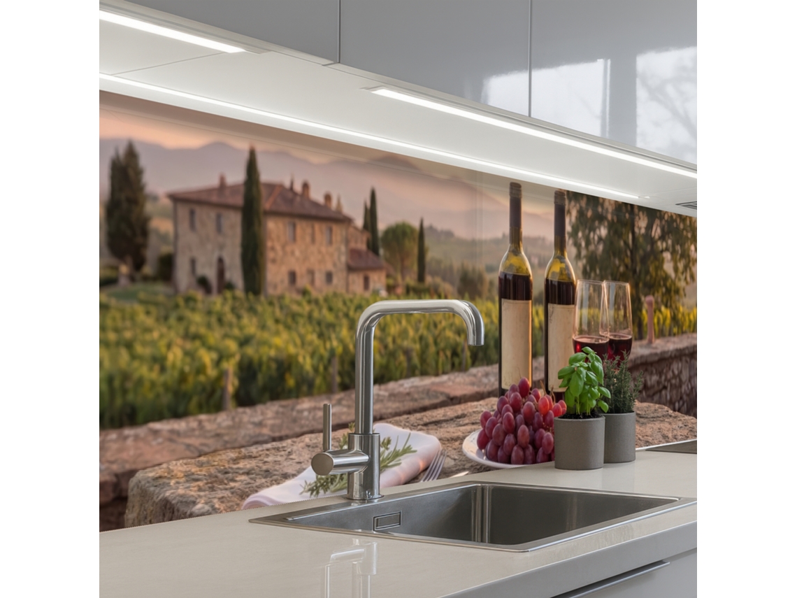 Paneles antisalpicaduras para cocina - Vino - Copas - Uvas - Viñedo 400x80 cm