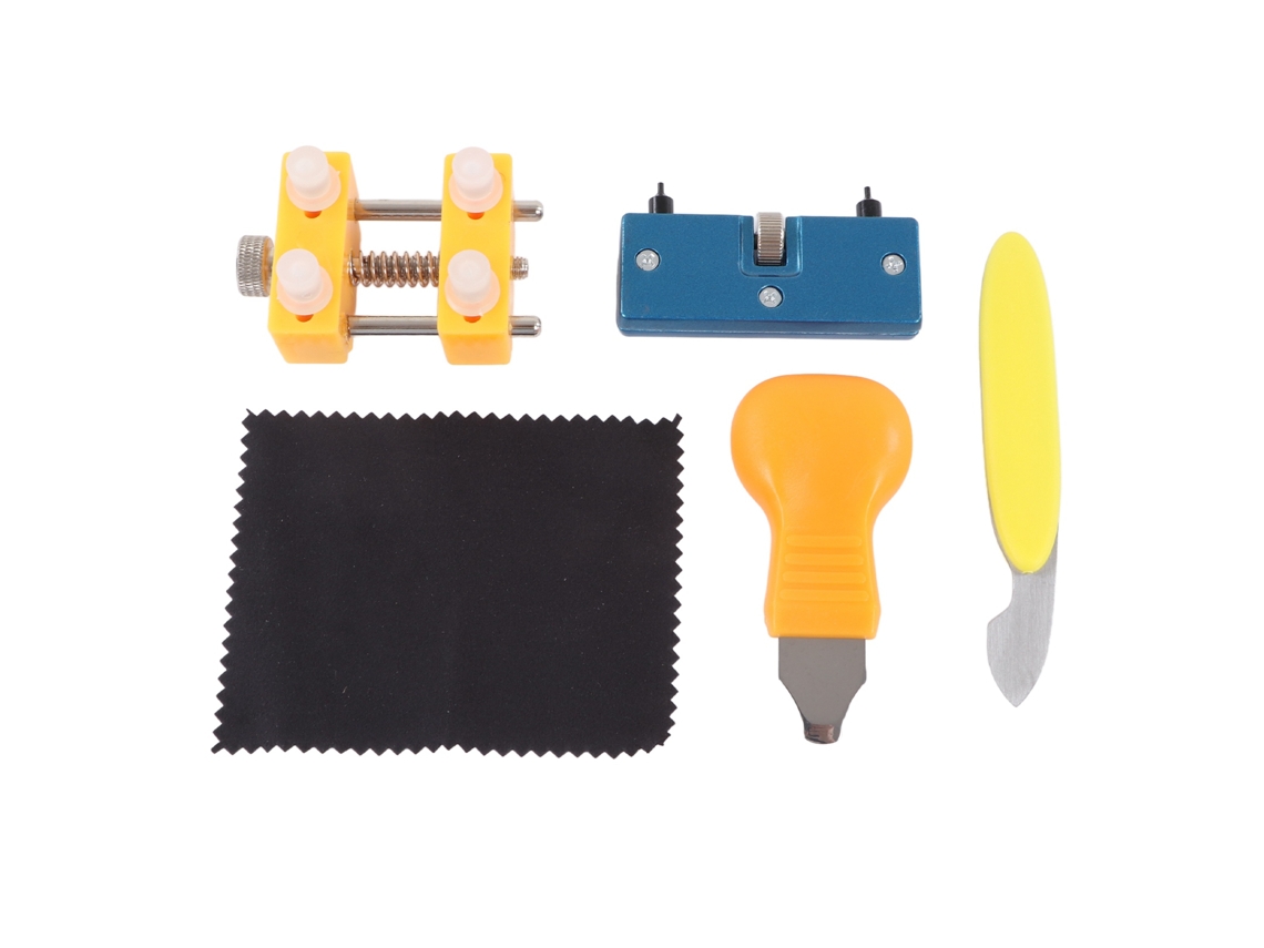 Kit De Herramientas Para Reparación Y Mantenimiento De Relojes Con Soporte, Abridor Y Paño.