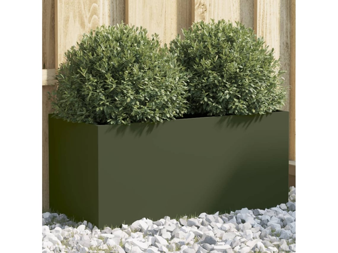 Jarrón/maceta 62x30x29 cm Verde Oliva Acero Dkd Home Decor