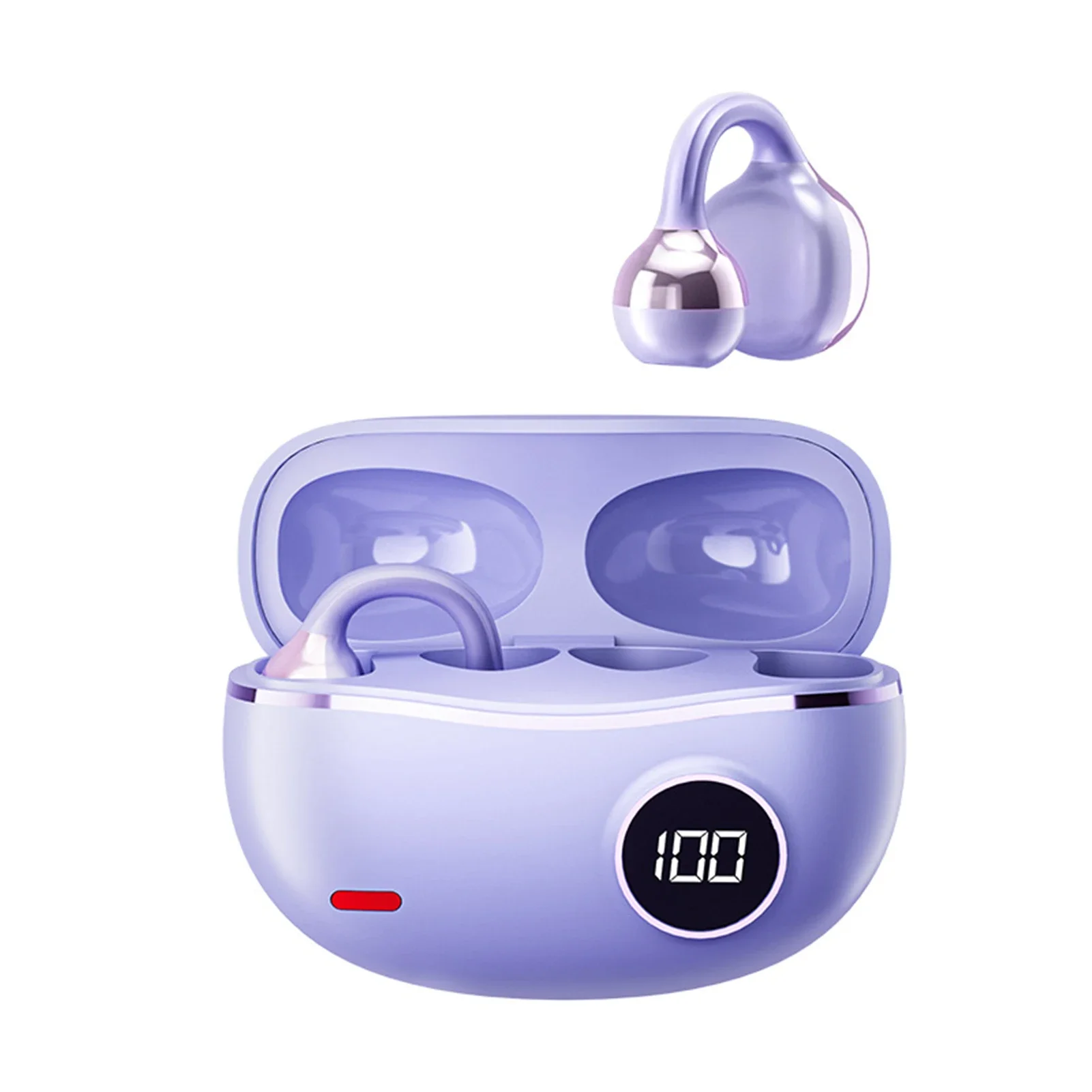 Auriculares inalámbricos Bluetooth M91 con clip (morado) y pantalla digital