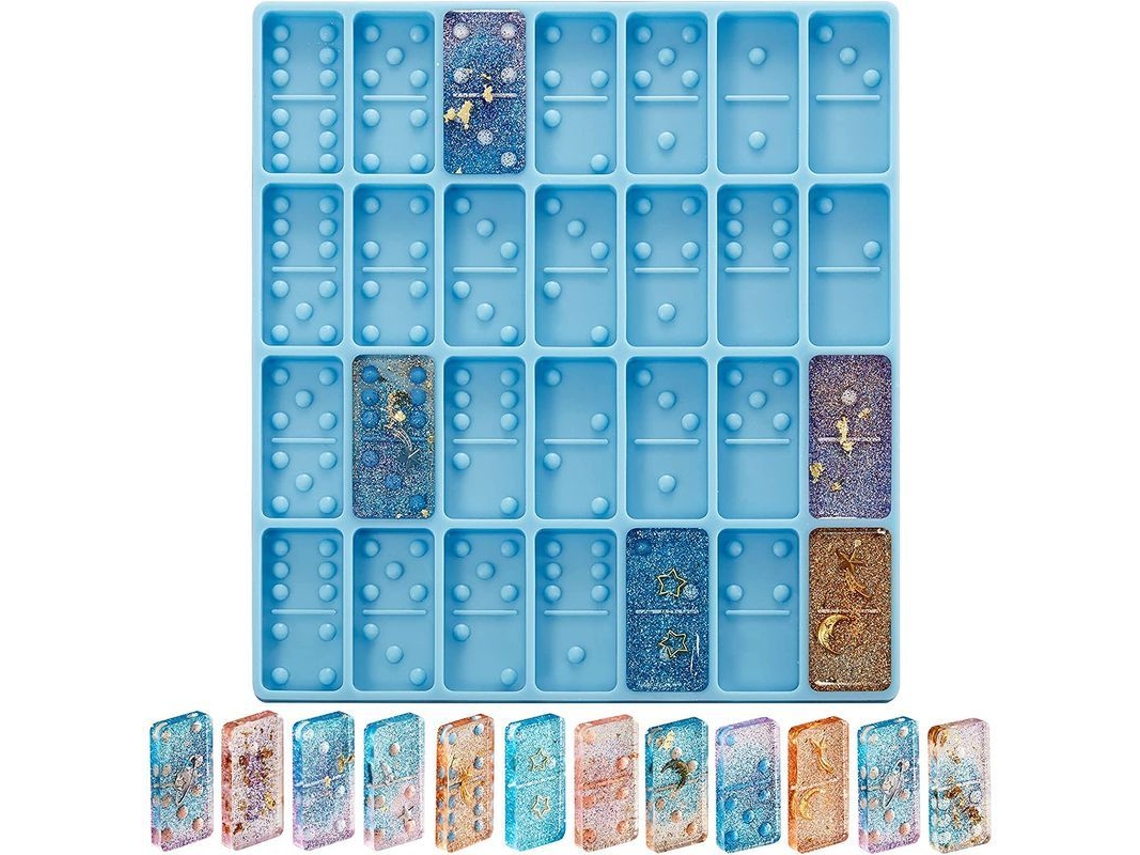 Molde De Dominó De Silicona Para Epoxi Resina Chocolate 28 Cavidades Para Repostería Y Manualidades