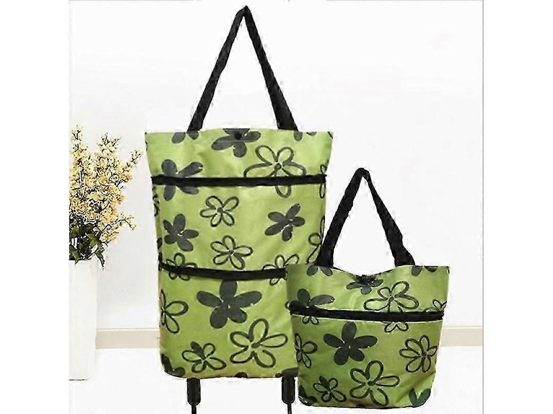 Carrito de compras plegable portátil 2 en 1 de gran capacidad con ruedas GOKOCO