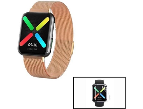 Correa + Protector Gel PHONECARE Milanese Loop Cierre Magnético Oppo Watch 46mm Rosa Dorado