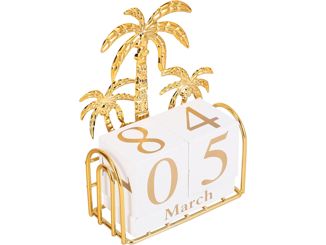 Calendario De Escritorio De Madera, Elegante Bloc De Perpetuo Para Mesa.