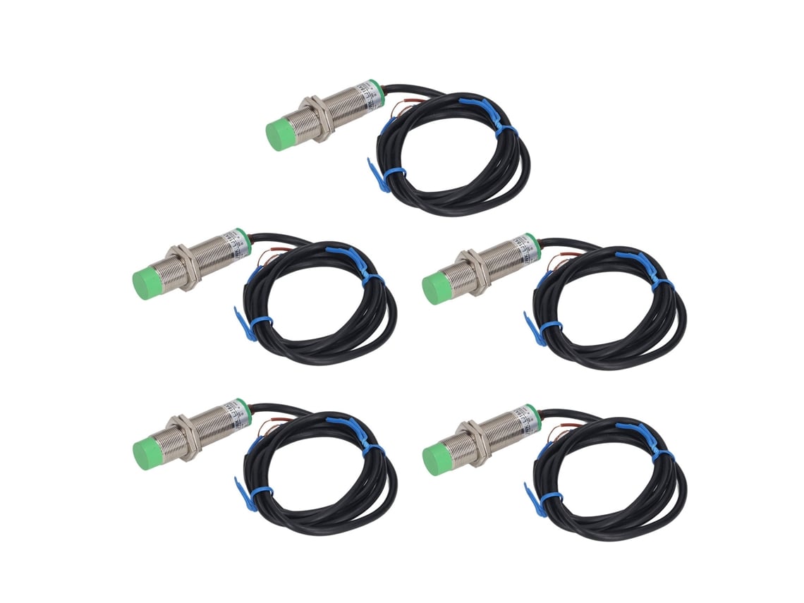 Veloriskku-5 Peças Sensor Indutivo De Proximidade 8mm Distância 2 Cabos Nc 90-250vac M18x1