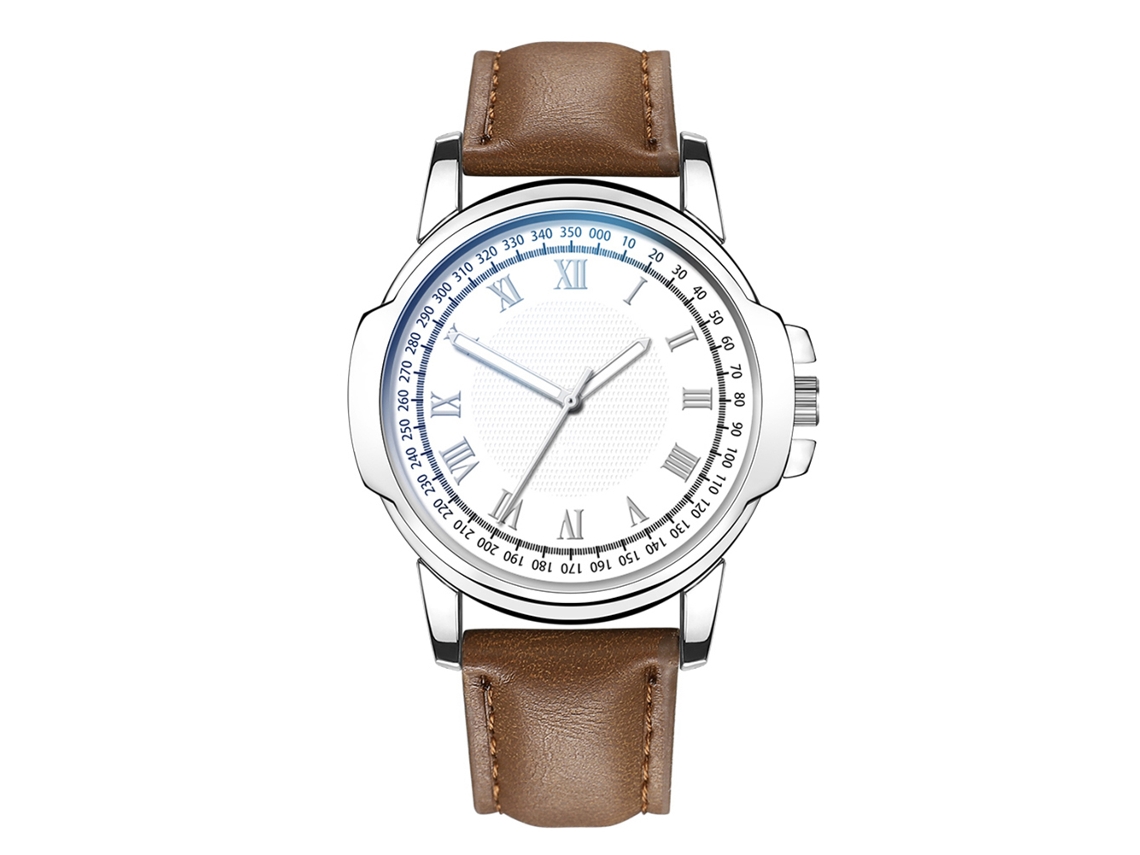 Reloj Cuadrado De Cuarzo Para Hombres Con Correa De Cuero Pu Casual Empresarial Café Oscuro Y Blanco