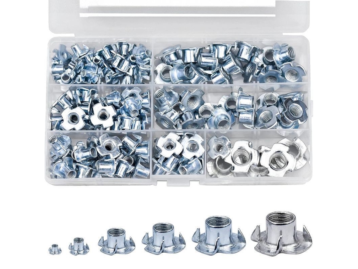 Kit De Tuercas Claw De Acero Carbono M4 M5 M6 M8 M10, 105 Piezas Para Carpintería, Fontanería Y Proyectos Diy