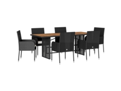 Maison Exclusive - Set De Comedor De Jardín 7 Pzas Y Cojines Ratán Sintético Negro