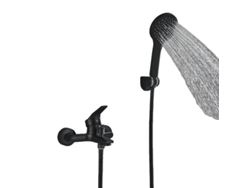 Grifo de ducha de baño, monomando, montaje en pared, juego completo, negro, OEM
