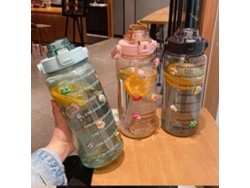 Botella De Agua De 2l Con Pajita Para Mujeres Y Niñas, Botella Deportiva Portátil Grande Para Viajes Rosewell