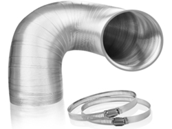 Tubo De Escape Aluminio Puro 170 Mm X 1,5 M Espesor + 2 Abrazaderas Acero Inoxidable Para Campana Extractor...
