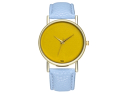 Reloj De Pulsera De Cuarzo De Moda Con Correa De Cuero Para Mujer Y Hombre (azul Claro)