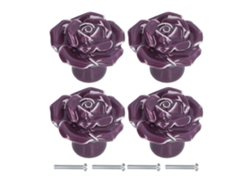 Juego de 4 armarios Primerox con tiradores de cerámica, rosa y morado modernos, para el hogar.