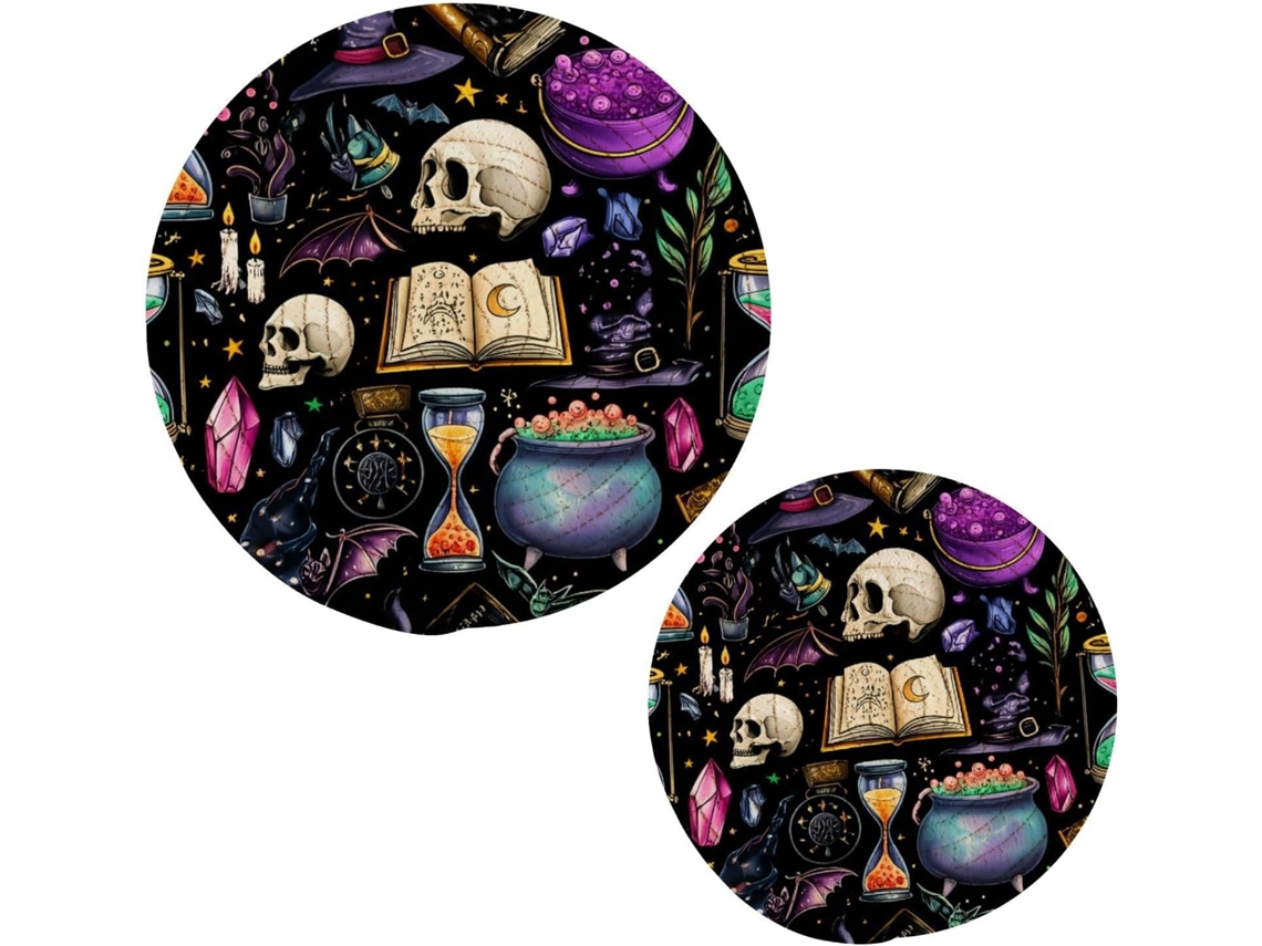 Juego De 2 Salvamanteles Algodón Tejido Estampado Calaveras Para Cocina