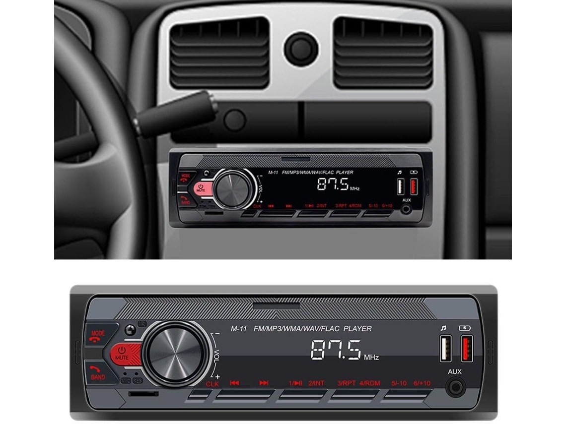 Reproductor De Coche De 12 V Con Radio Fm, Ranura Para Tarjeta Tf De 5,0", Usb, Reproducción Manos Libres Y Entrada Aux.