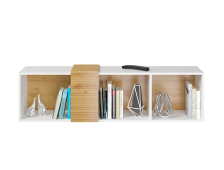 Mueble de TV AKL FURNITURE PRIVATE Vanta II (Blanco y Roble Claro - Madera de ingeniería - 160x38x35 cm)