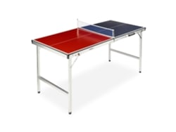 Mesa De Pingue-pongue Dobrável Relaxdays, C/ Rede, 2 Raquetes, 3 Bolas, Alumínio/mdf, 67,5×151×67,5cm, Azul/vermelho