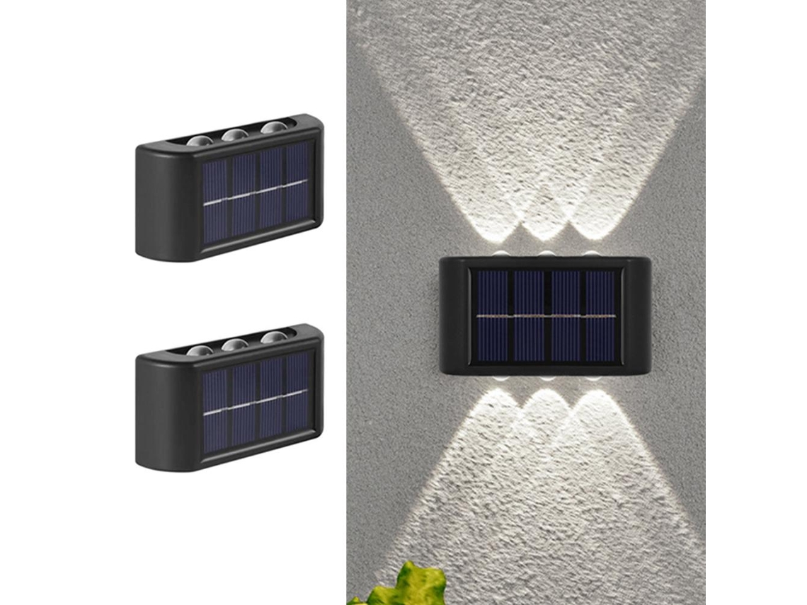 Rebe-2 Piezas Luces Solares De Pared Luz Arriba Y Abajo Impermeables Led Interior Exterior Jardín Patio Garaje Camino