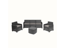  Conjunto de jardín IPAE PROGARDEN Garda Antracita (2 sillones + 1 mesa auxiliar + 1 sofá triple + 5 cojines)