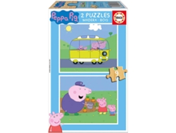 Puzzle EDUCA 2x Super Puzzle de Madera 9 Peppa Pig (Edad Mínima: 3 Años - 9 Piezas)