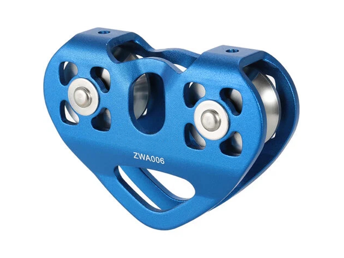 Polea de cable de 30 kN con rodamiento de bolas para escalada, espeleología y rescate en altura (azul)