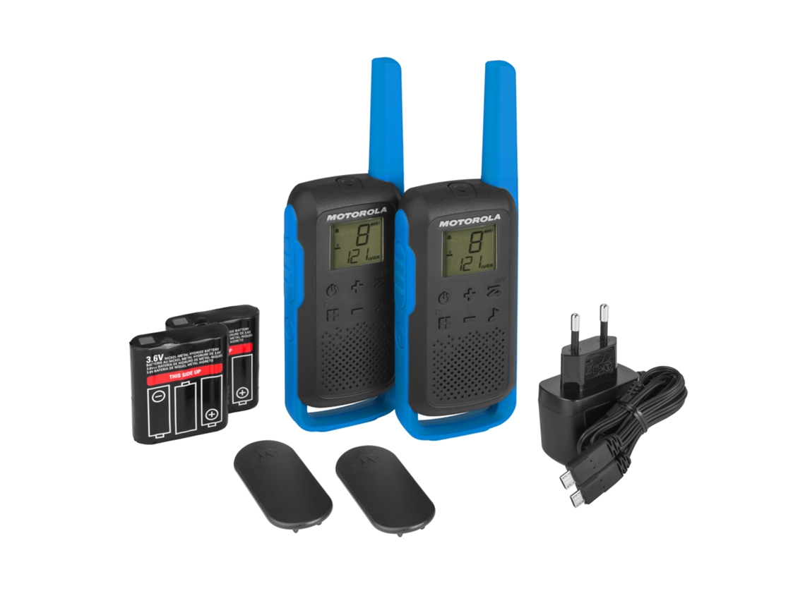 Walkie-talkie MOTOROLA T62 Pack (16 Canales - 8 Km - Hasta 18h de autonomía - Negro)
