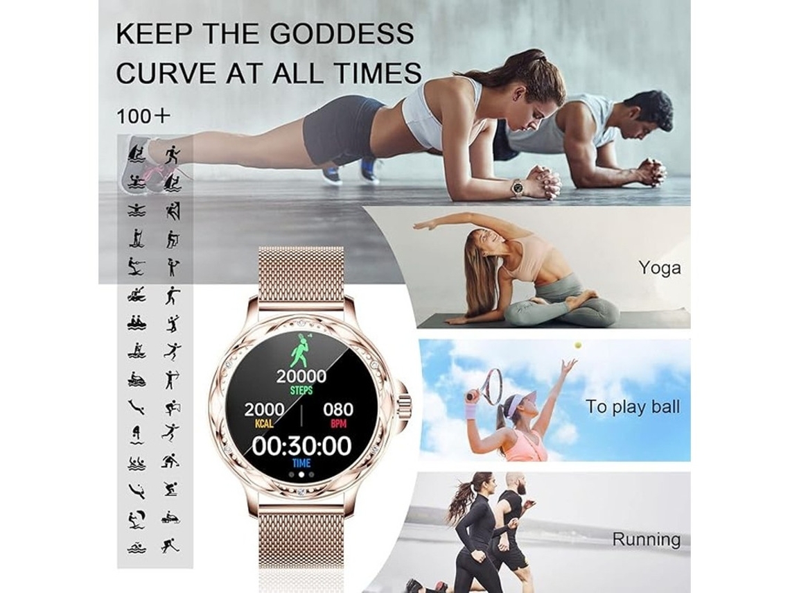 Reloj inteligente para mujer con Bluetooth 5.2, monitor de sueño y fondo de pantalla DIY, resistente al agua IP67, compatible con Yizhood.