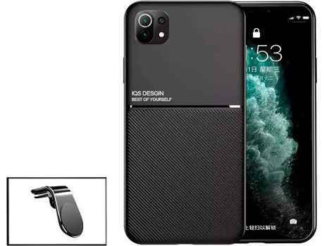 Kit Funda Magnetic Lux y Soporte Magnético L Safe Driving de Coche Xiaomi Mi 11 Lite PHONECARE Negro