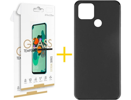 Kit Funda + 2 Protectores de Pantalla Oppo A15 SKYHE Liso (Negro)