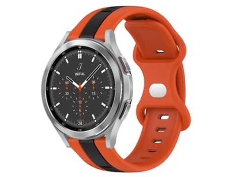 Correa de reloj inteligente para Samsung Galaxy Watch 4 Classic 46 mm 20 mm Mariposa Hebilla de silicona bicolor (Naranja + Negro)