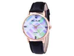 Reloj Casual De Moda Zhoulianfa Unisex De Cuarzo Con Correa De Cuero Negro
