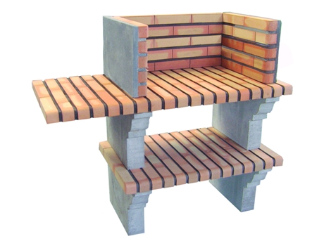 BBQ MINUS - Barbacoa de 1 estante, sin chimenea, de ladrillo y cemento refractario - 128x57x108cm ARTICIMENTOS