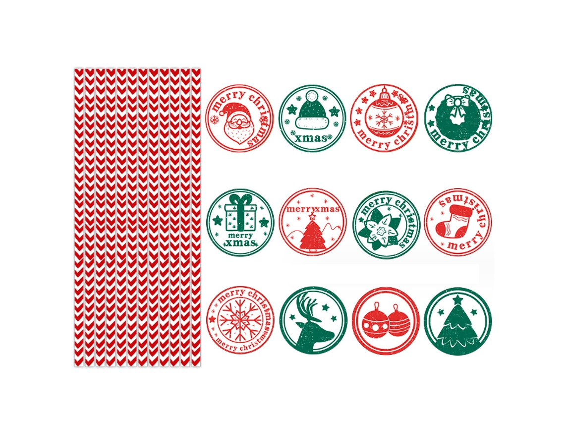 24 pajitas de papel desechables para fiesta de Navidad RNEMITERY