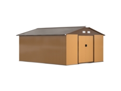 Caseta De Jardín Con 2 Puertas Correderas, 4 Aberturas De Ventilación, De Acero, 340x386x200cm, Amarilla.