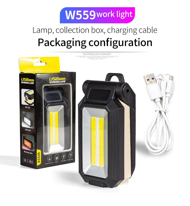 Luz De Trabajo Magnética Cob - Ajustable Y Plegable - Luz Alta - Impermeable - Emergencia - Luz De Camping - Con Gancho