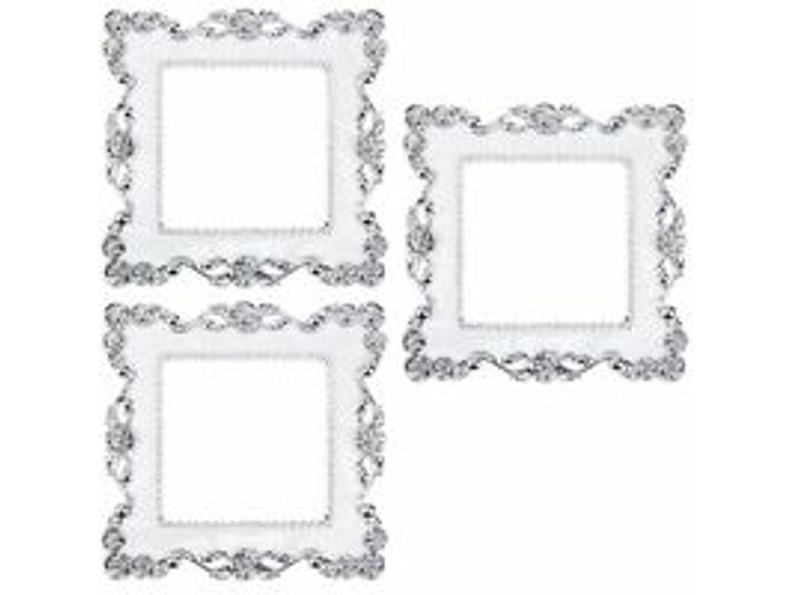 Adesivos Decorativos de Interruptor de Resina Branco e Prata com Bordas de Rosa Prateado 3pcs