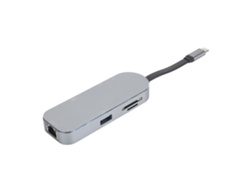 Estación De Acoplamiento Usb-c 7 En 1 Con Hdmi 4k, Rj45, Usb 3.0, Ranura Para Tarjeta Y Carga Pd - Plateada