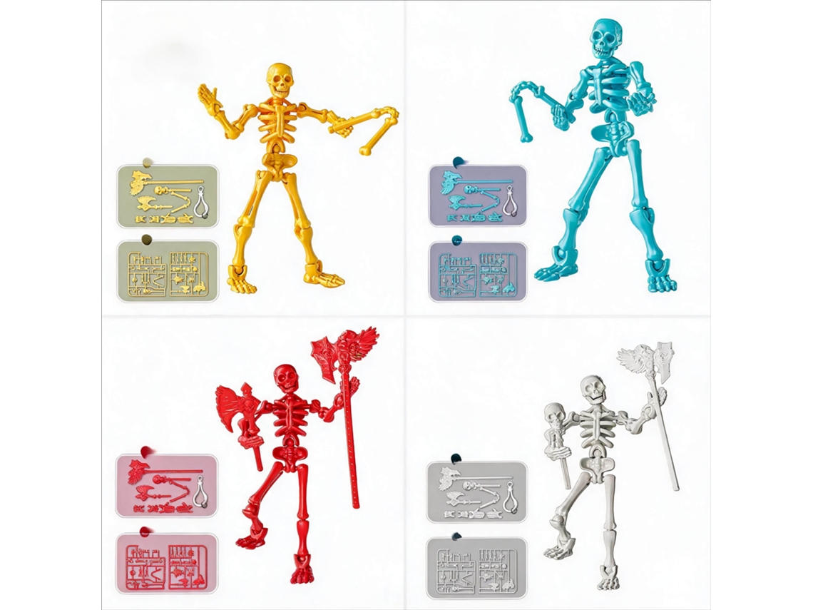 Figura De Esqueleto De 13 Cm De Henten Home, Articulada Y Móvil, Para Coleccionistas Como Decoración De Mesa (4 Piezas)